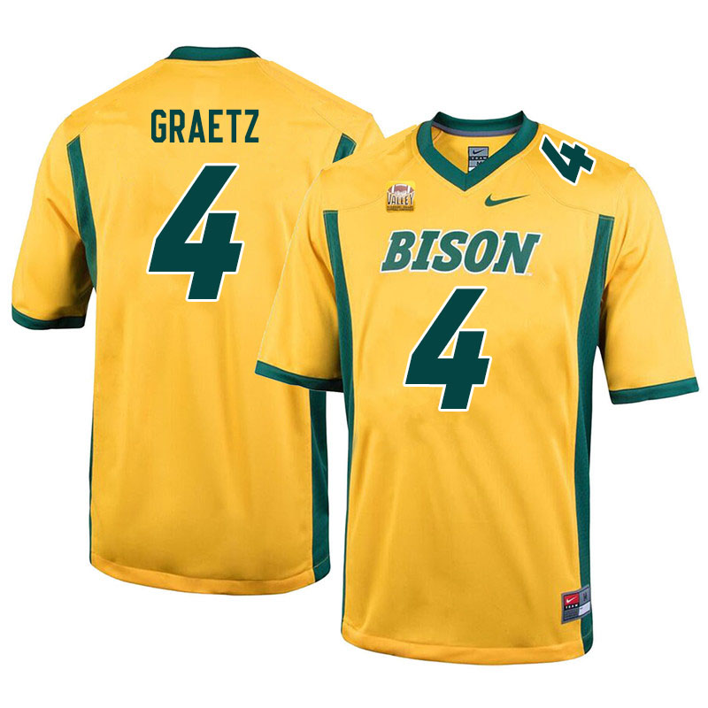 Men #4 Logan Graetz North Dakota State Bison College Football Jerseys Sale-Yellow